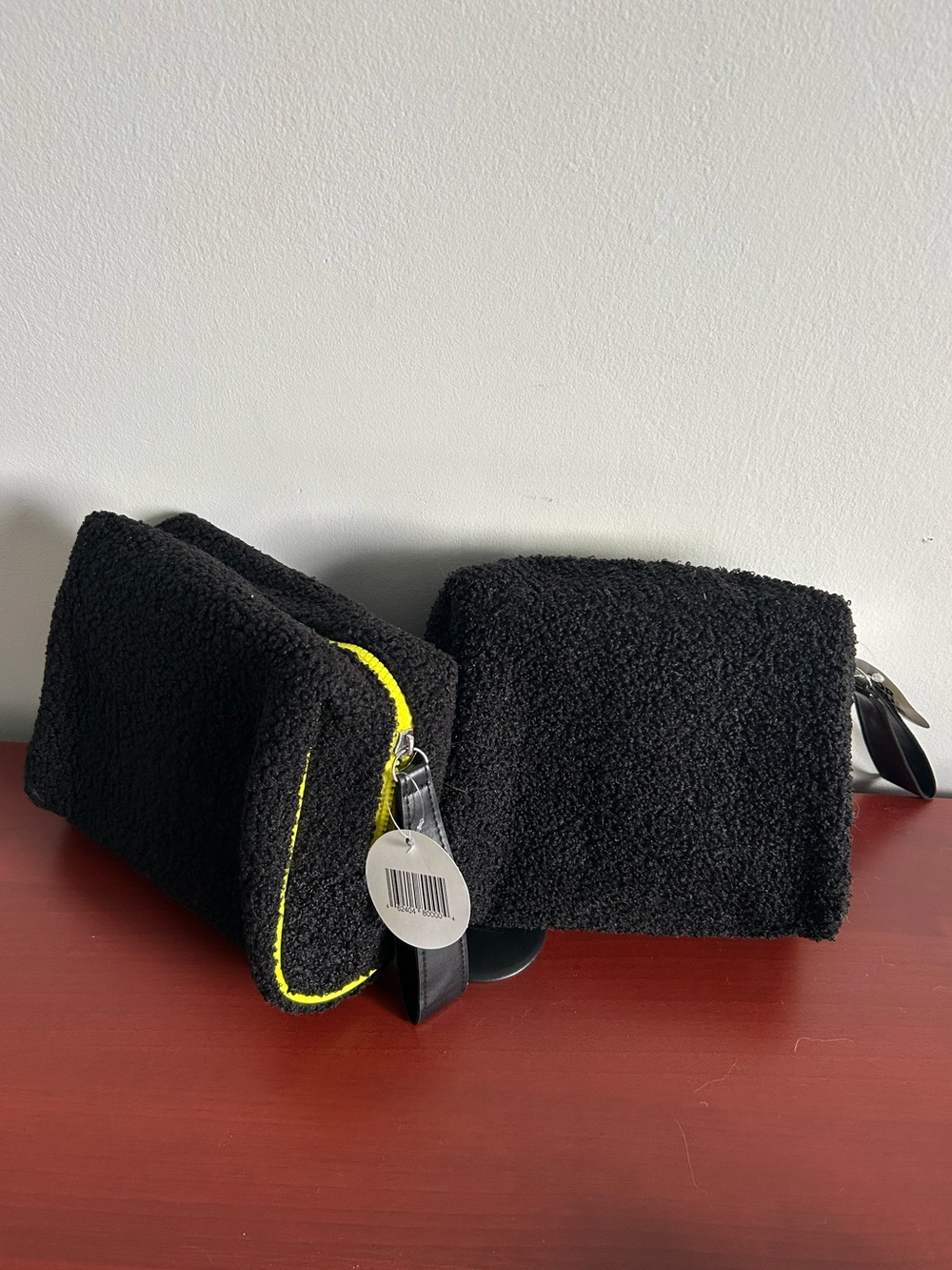 2/$10 Black Fuzzy cosmetic Pouch - Picture 2 of 5